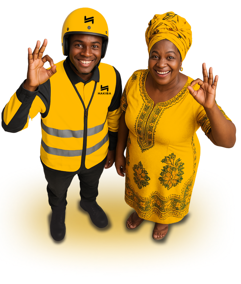 Two people, a man on a motorbike and a woman, smiling and giving an 'OK' sign